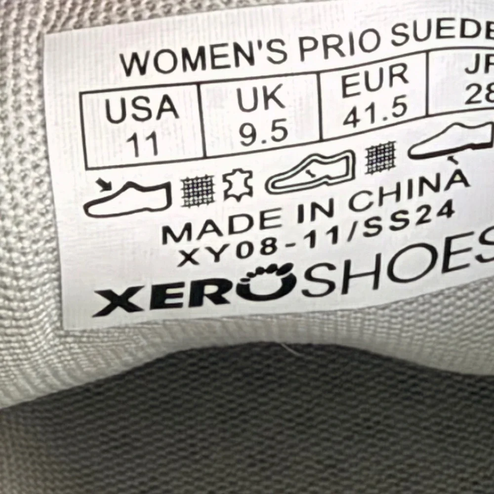 Xero Prio Suede Sneakers Barefoot Minimalist Gray Womens 11